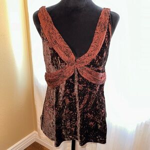 Brown and rust velvet rayon and silk